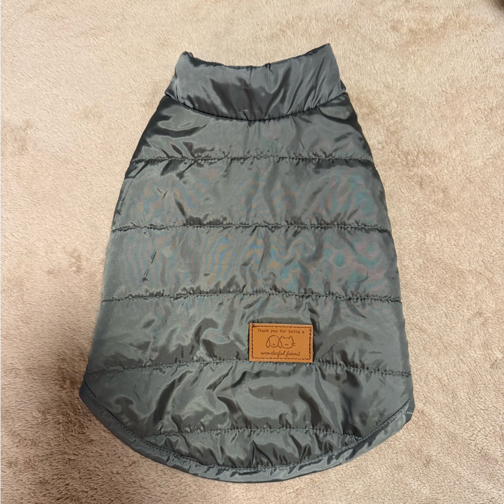 Daiso Khaki Green Fleeced Lined Puffy Dog Jacket
